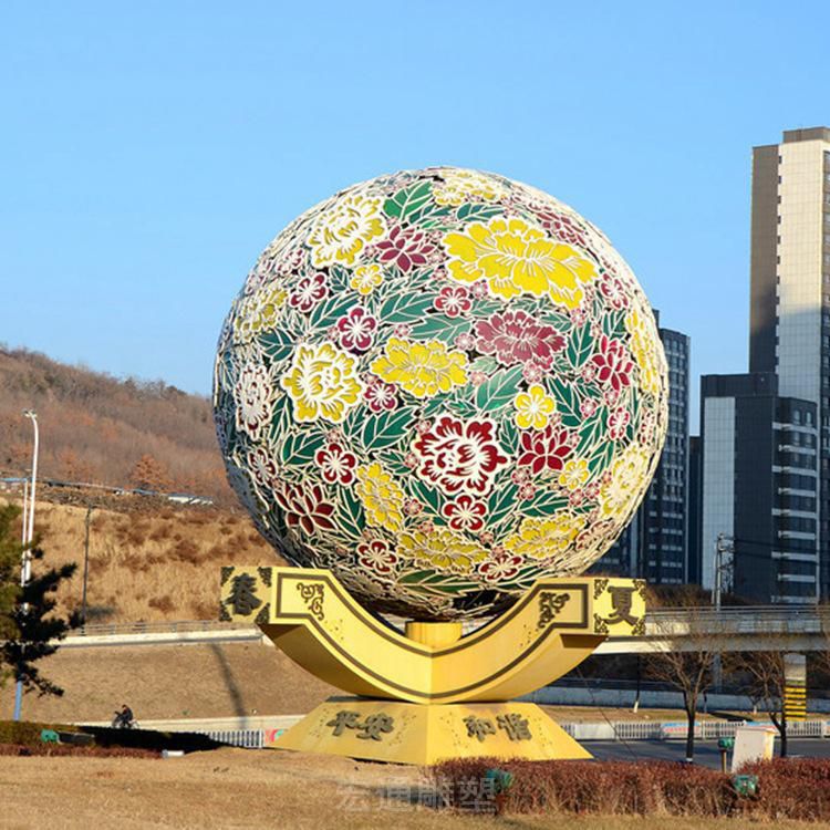 彩绘大型标志不锈钢雕塑