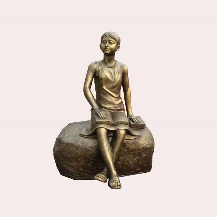 看书小女孩人物铜雕