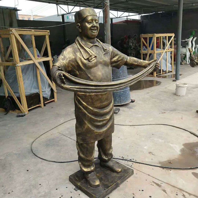 民俗拉面户外人物铜雕