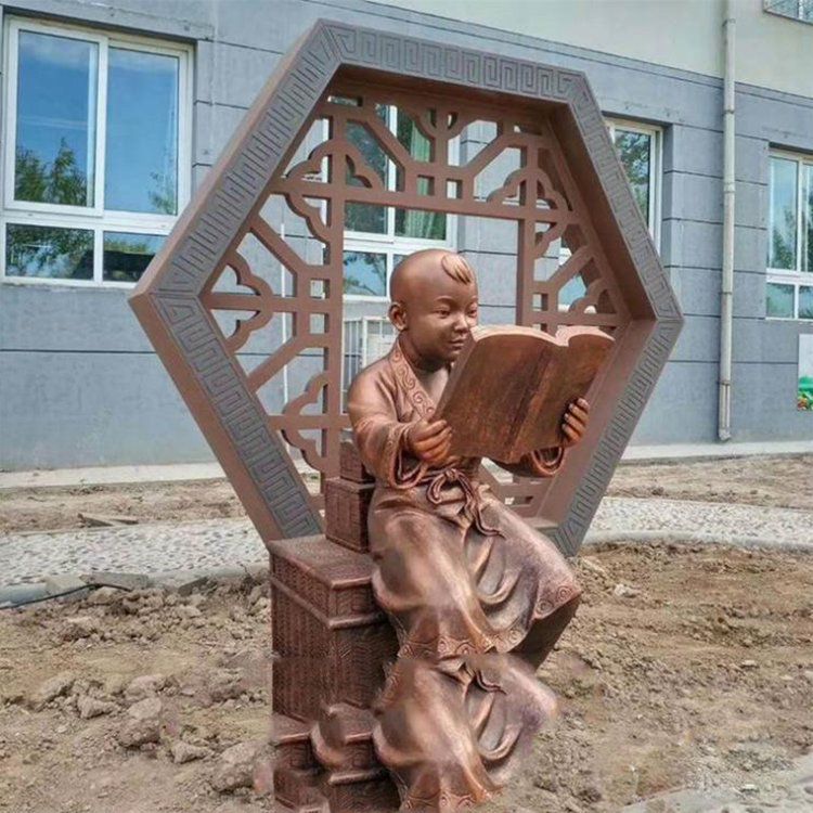 看书小男孩商场铜雕