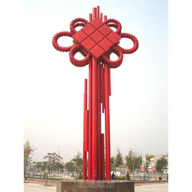 中国结标志彩绘不锈钢雕塑