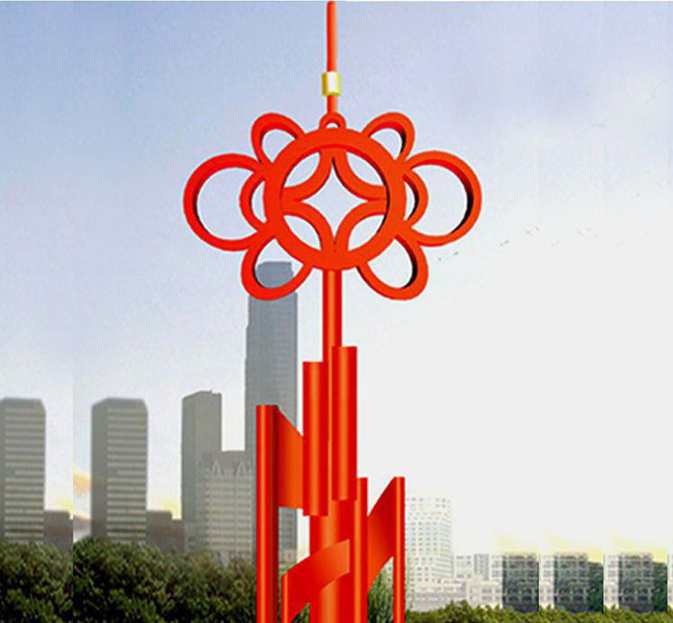 彩绘中国结商场不锈钢雕塑