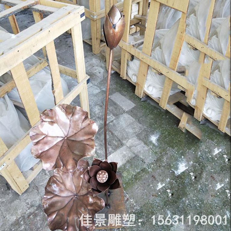 抽象荷花标志小品铜雕