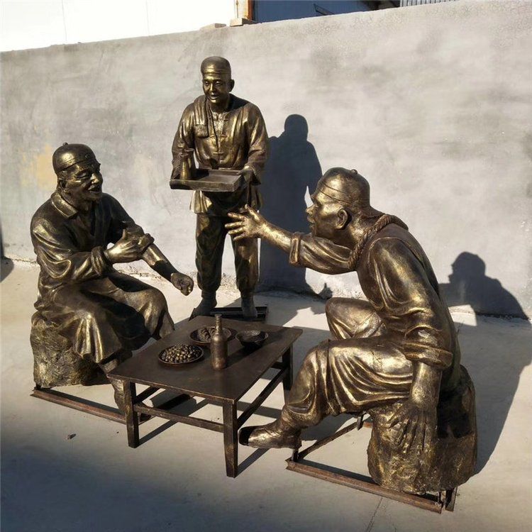 喝酒古代人物景观铜雕