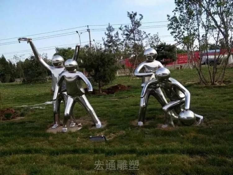 不锈钢运动儿童雕塑