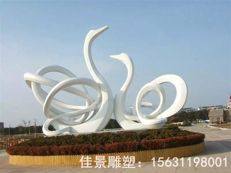 天鹅动物标志不锈钢雕塑