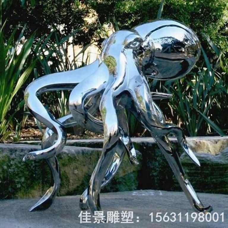 镜面不锈钢章鱼标志雕塑
