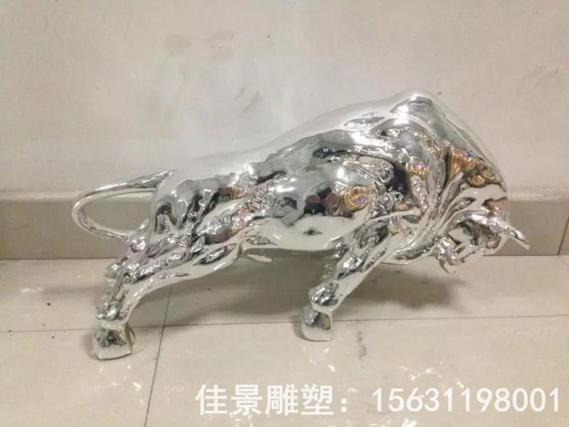 镜面开拓牛不锈钢雕塑