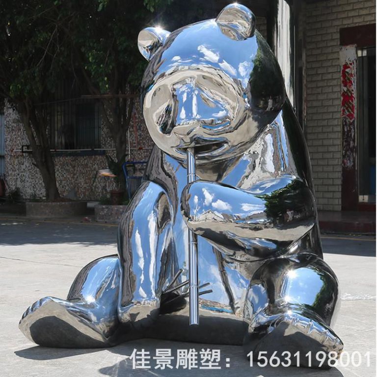 镜面熊广场不锈钢雕塑