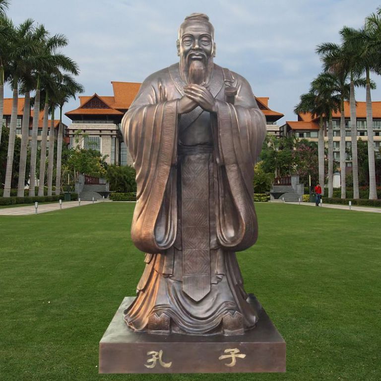 春秋孔子人物标志铜雕