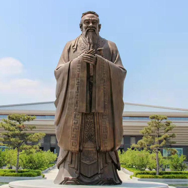 春秋孔子街边标志铜雕