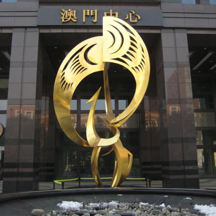不锈钢园林金色凤凰雕塑
