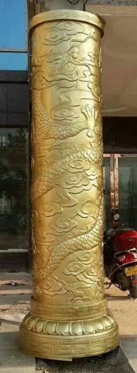 龙盘柱景观标志铜雕