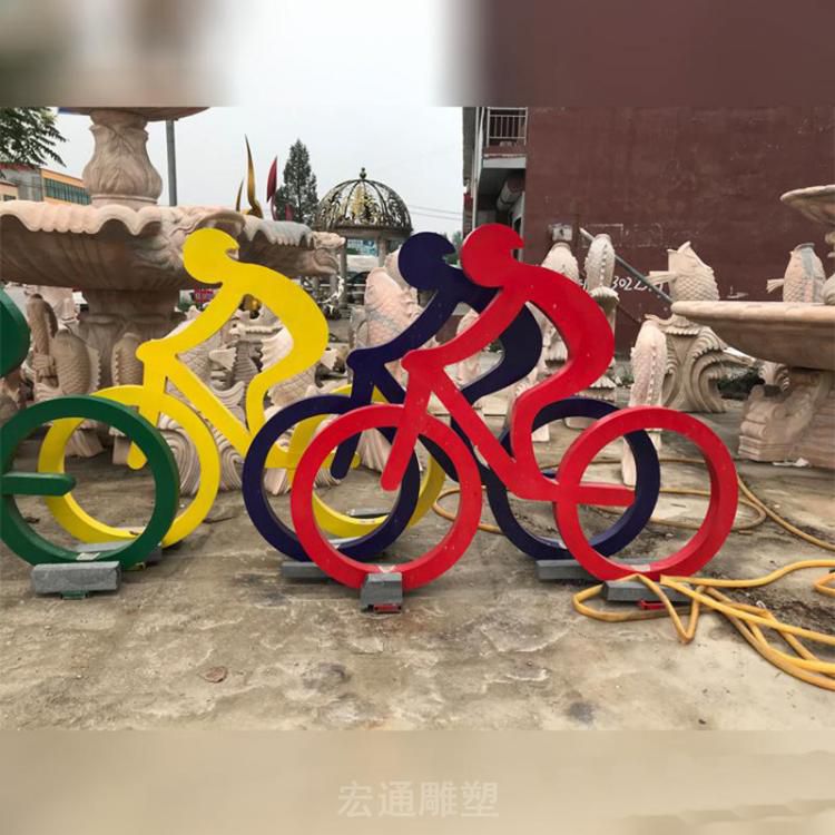 不锈钢自行车公园几何雕塑