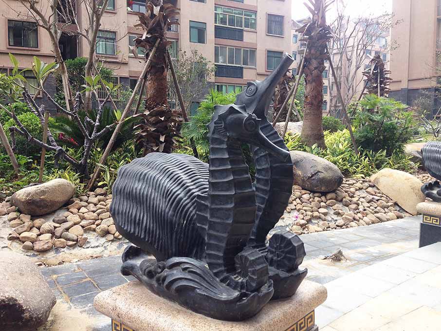 青铜海马喷泉景观铜雕