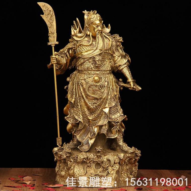 彩绘关羽别墅人物铜雕
