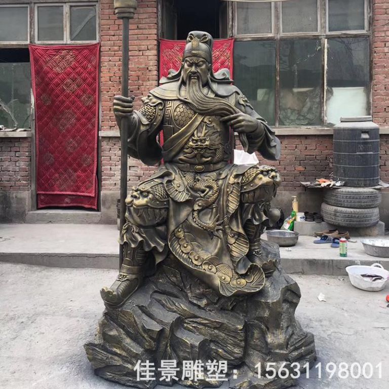 彩绘关公小区人物铜雕