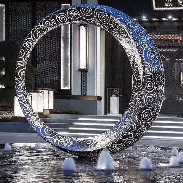 镂空喷泉不锈钢景观雕塑