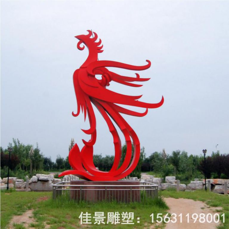 不锈钢公园抽象凤凰雕塑