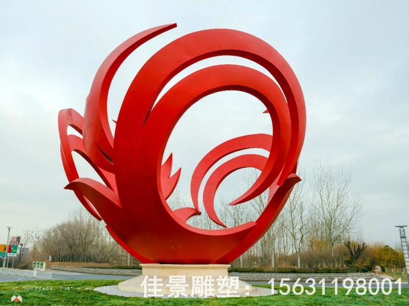 红色凤凰不锈钢景区雕塑