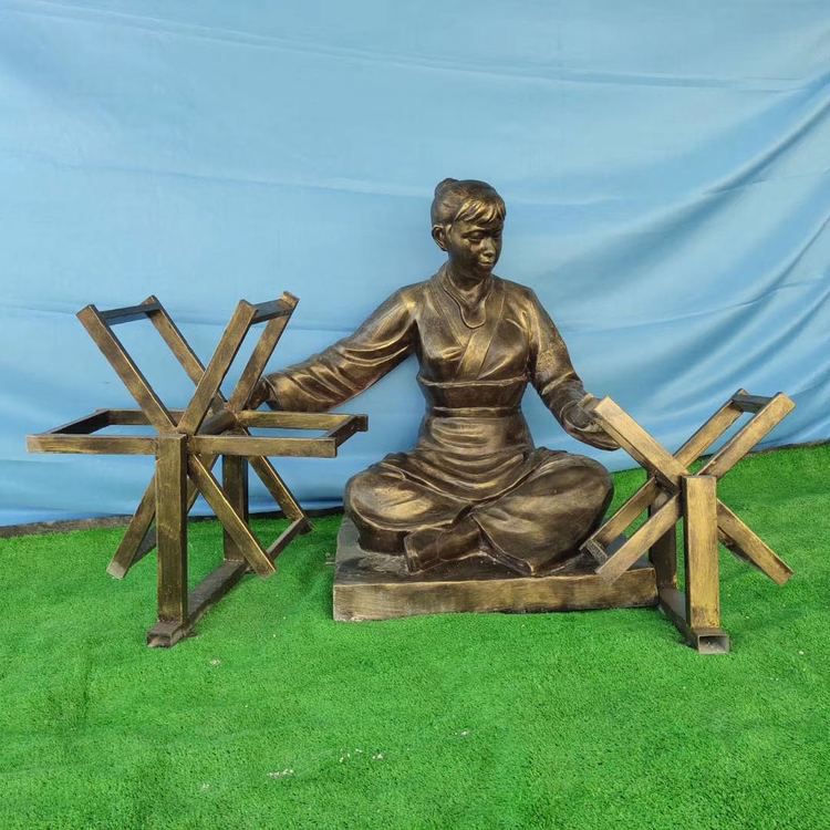 织布人物广场景观铜雕
