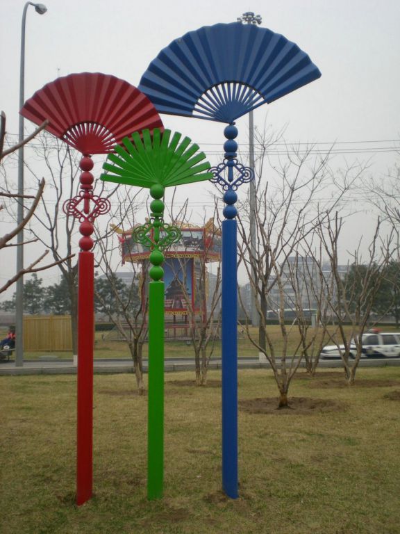 不锈钢抽象扇子标志雕塑