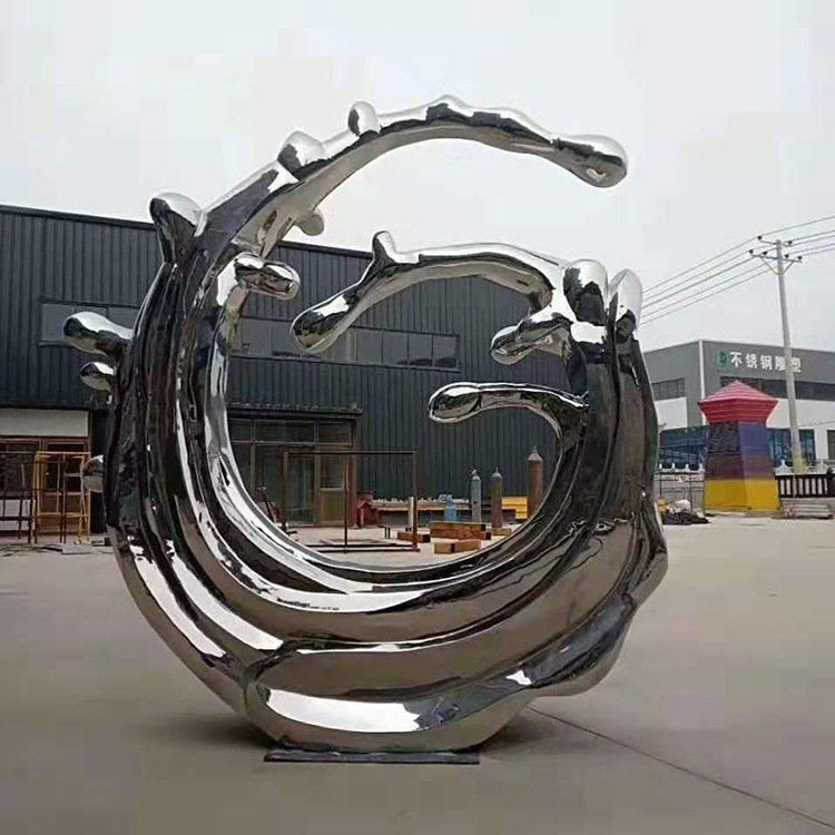 不锈钢海浪商场标志雕塑