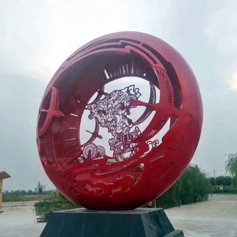 彩绘抽象标志不锈钢雕塑