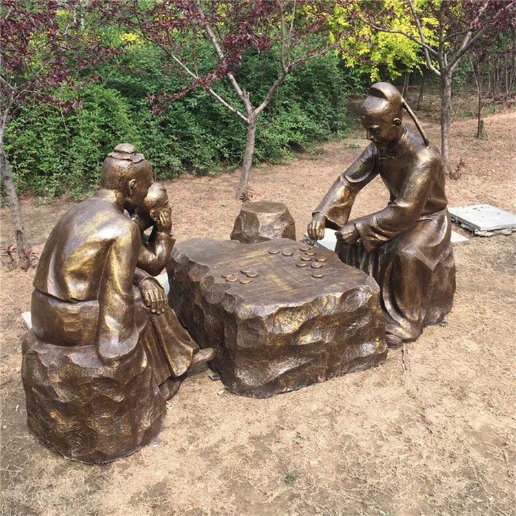 下象棋景区景观铜雕