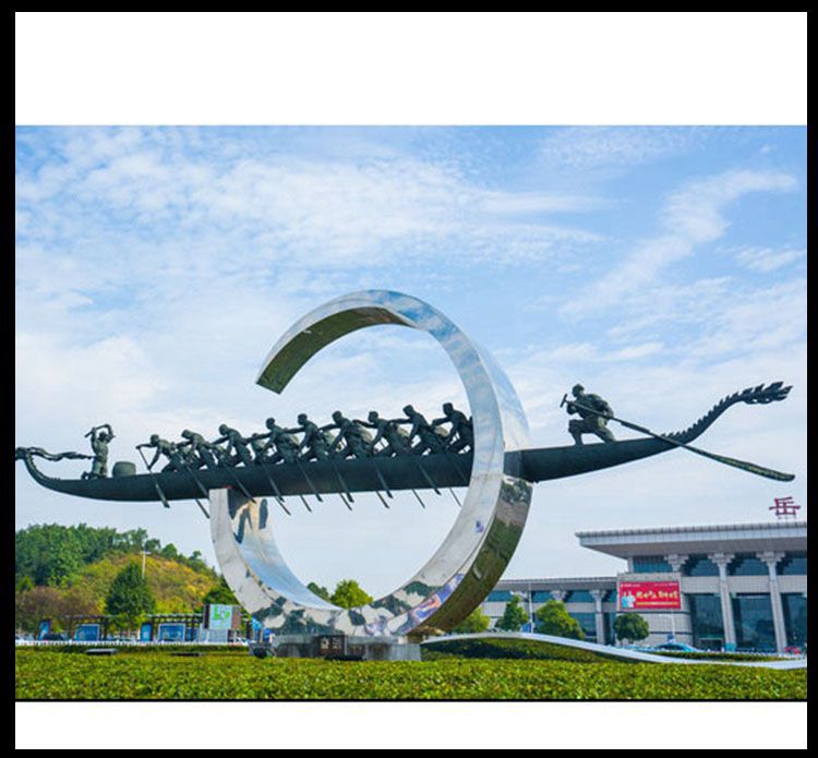 不锈钢飘扬划桨景观雕塑