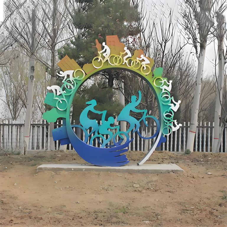 城市景观运动人物标识牌雕塑