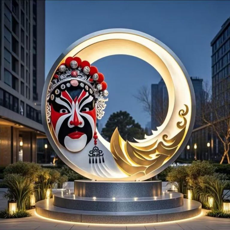 国风不锈钢圆环雕塑