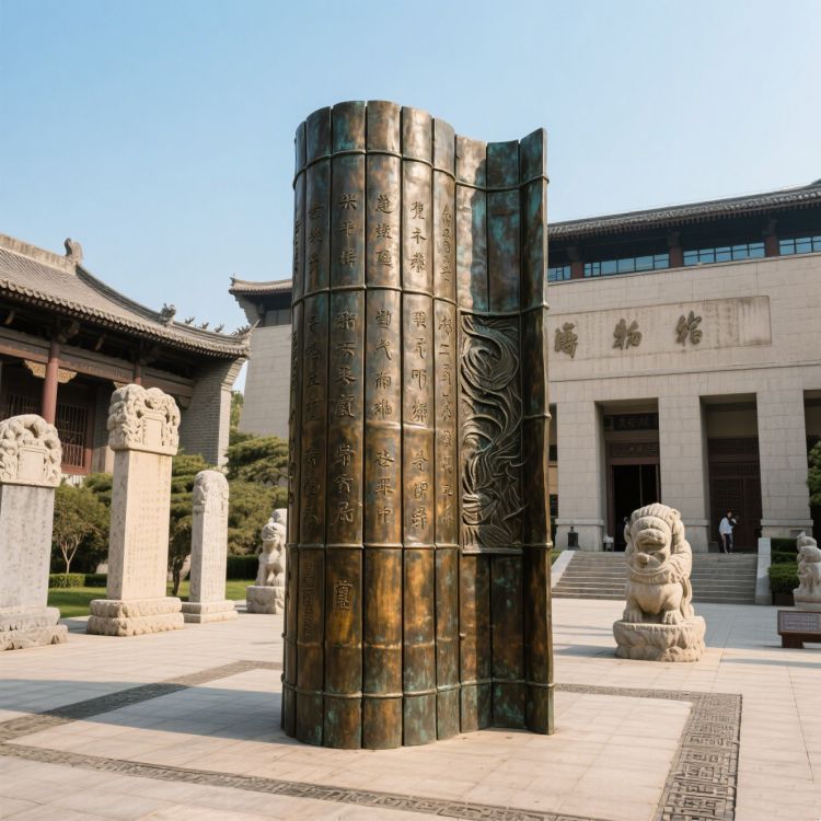 博物馆竹简铜雕 铸铜雕塑厂家