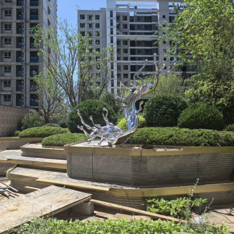 不锈钢浪花雕塑摆件