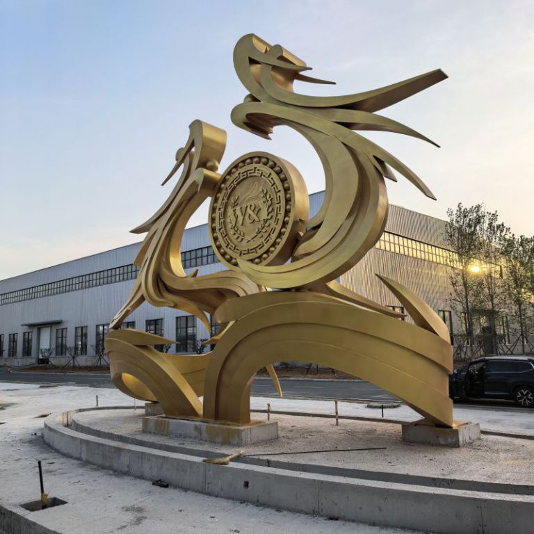 双雄铸鼎 不锈钢景观雕塑