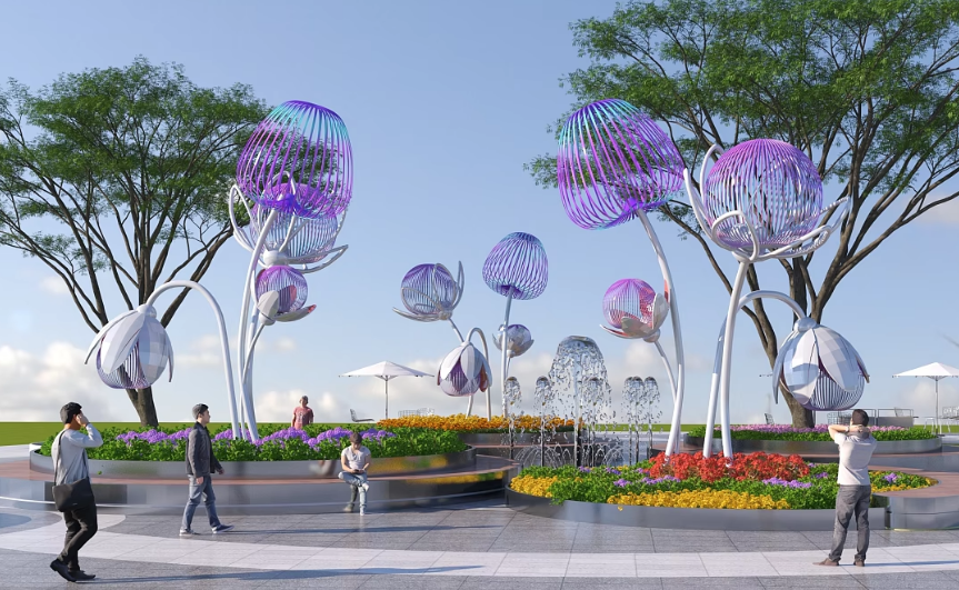 城市不锈钢花朵雕塑 景观雕塑厂家