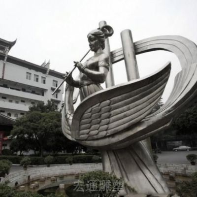 不锈钢吹箫人物雕塑