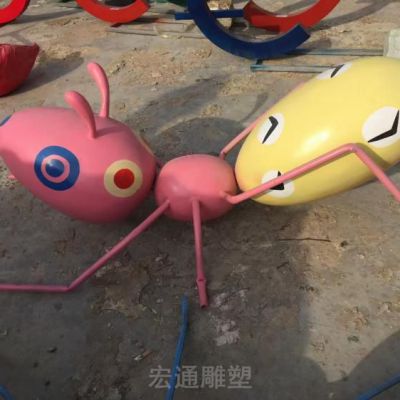 不锈钢彩绘蚂蚁雕塑