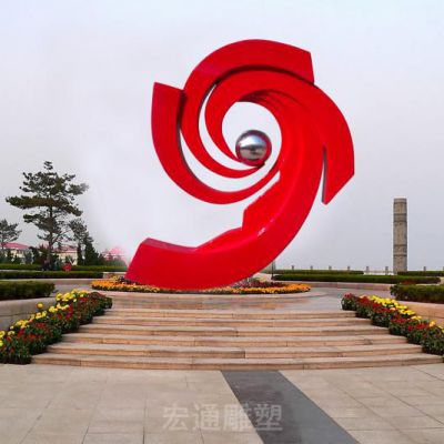 彩绘海浪不锈钢景观雕塑