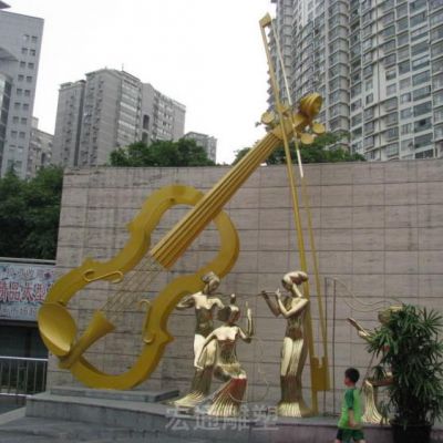 小提琴公园景观铜雕