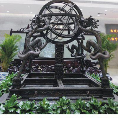 古代浑天仪标志铜雕
