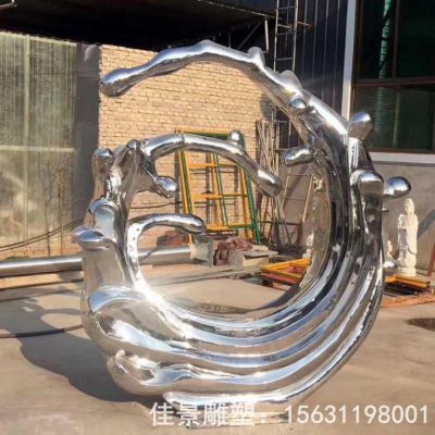 抽象海浪不锈钢标志雕塑