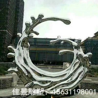 抽象海浪不锈钢镜面雕塑