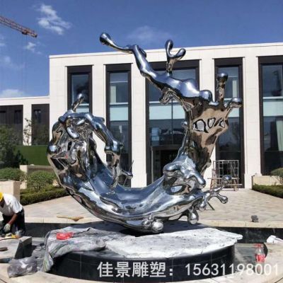 抽象海浪不锈钢校园雕塑