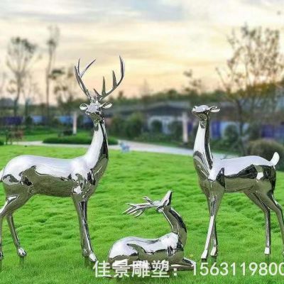 几何小鹿不锈钢抽象雕塑