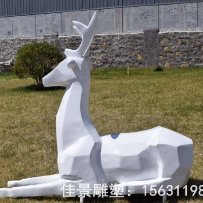 几何小鹿不锈钢景区雕塑