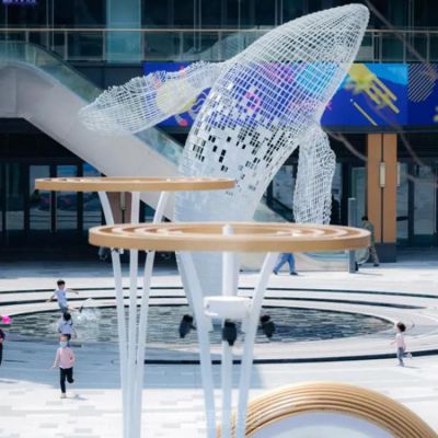 镂空海豚街边不锈钢雕塑