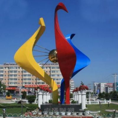 彩绘抽象不锈钢园林雕塑