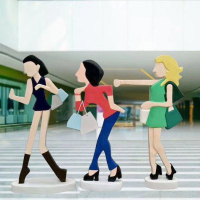 购物人物广场不锈钢雕塑