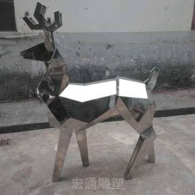 几何不锈钢鹿公园雕塑